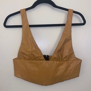 Zara Faux Leather Cropped Corset Top